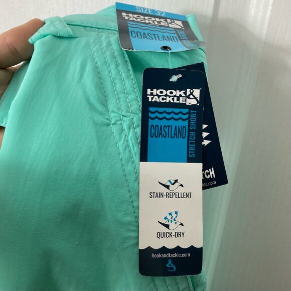 HOOK & TACKLE Shorts 32 Turquesa Coastland 4 Way Stretch Hybrid Fishing Short - Picture 4 of 5